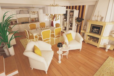 Design interior living vila clasic modern