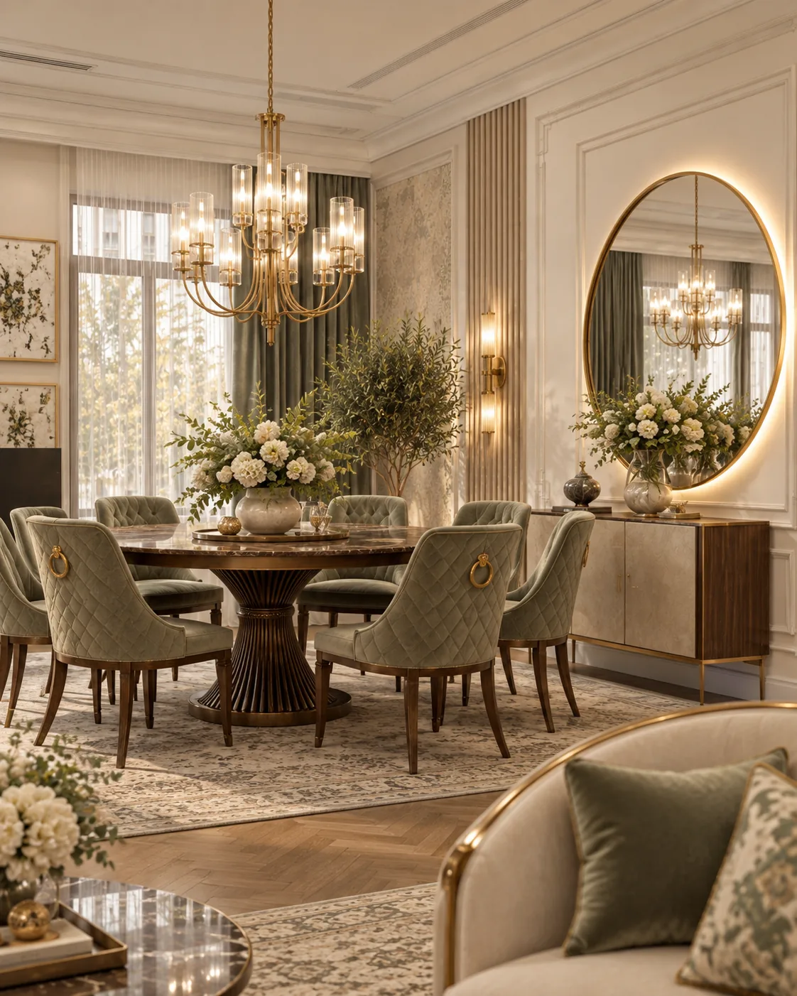 Concept de arhitectura interioara pentru zona de dining din casa cu etaj in stil clasic modern, Nobili Interior Design