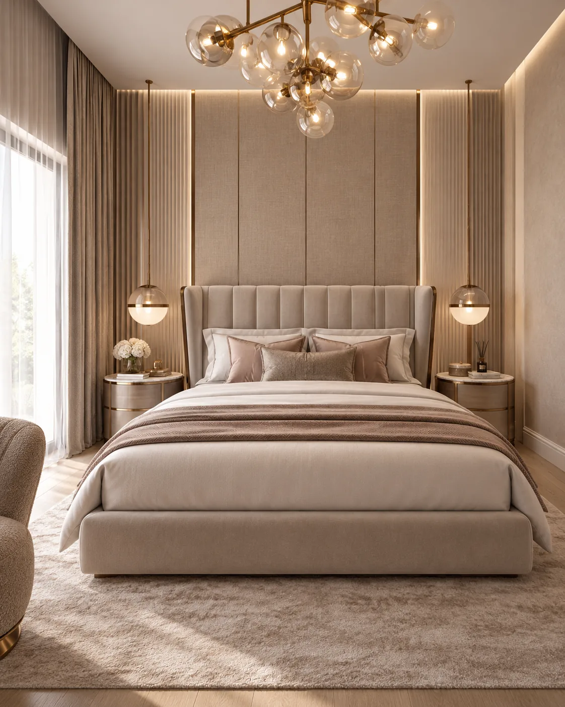 Design interior casa contemporana cu etaj, concept pentru dormitorul matrimonial din proiect, realizat de Nobili Interior Design