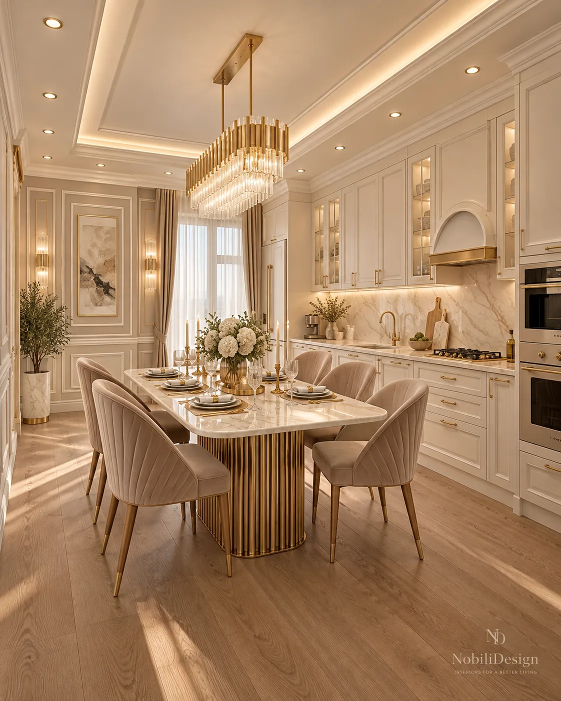 Design interior casa clasica cu mansarda, concept pentru bucataria din proiect, realizat de Nobili Interior Design