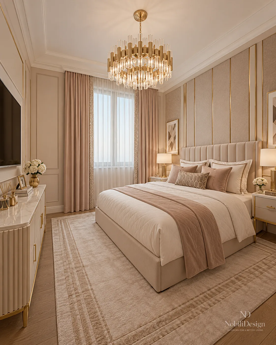 Concept de arhitectura interioara pentru dormitorul de la parter din casa clasica cu mansarda, Nobili Interior Design