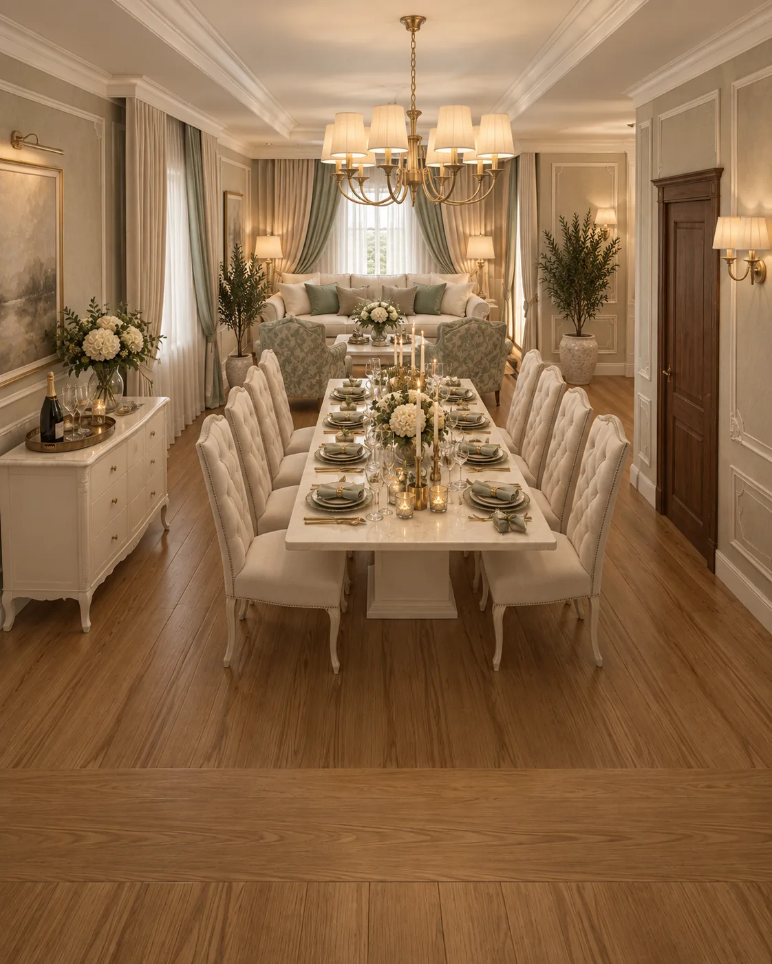 Amenajare rezidentiala de lux pentru sufrageria formala din vila clasica cu doua sufragerii, concept Nobili Interior Design