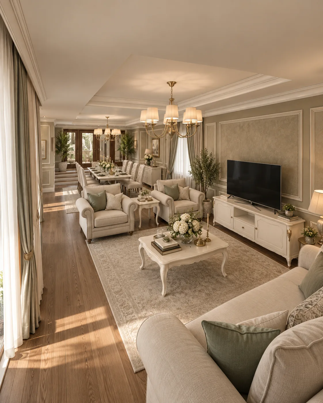 Proiect design interior vila clasica cu doua sufragerii, zona prezentata: salonul de primire, Nobili Interior Design