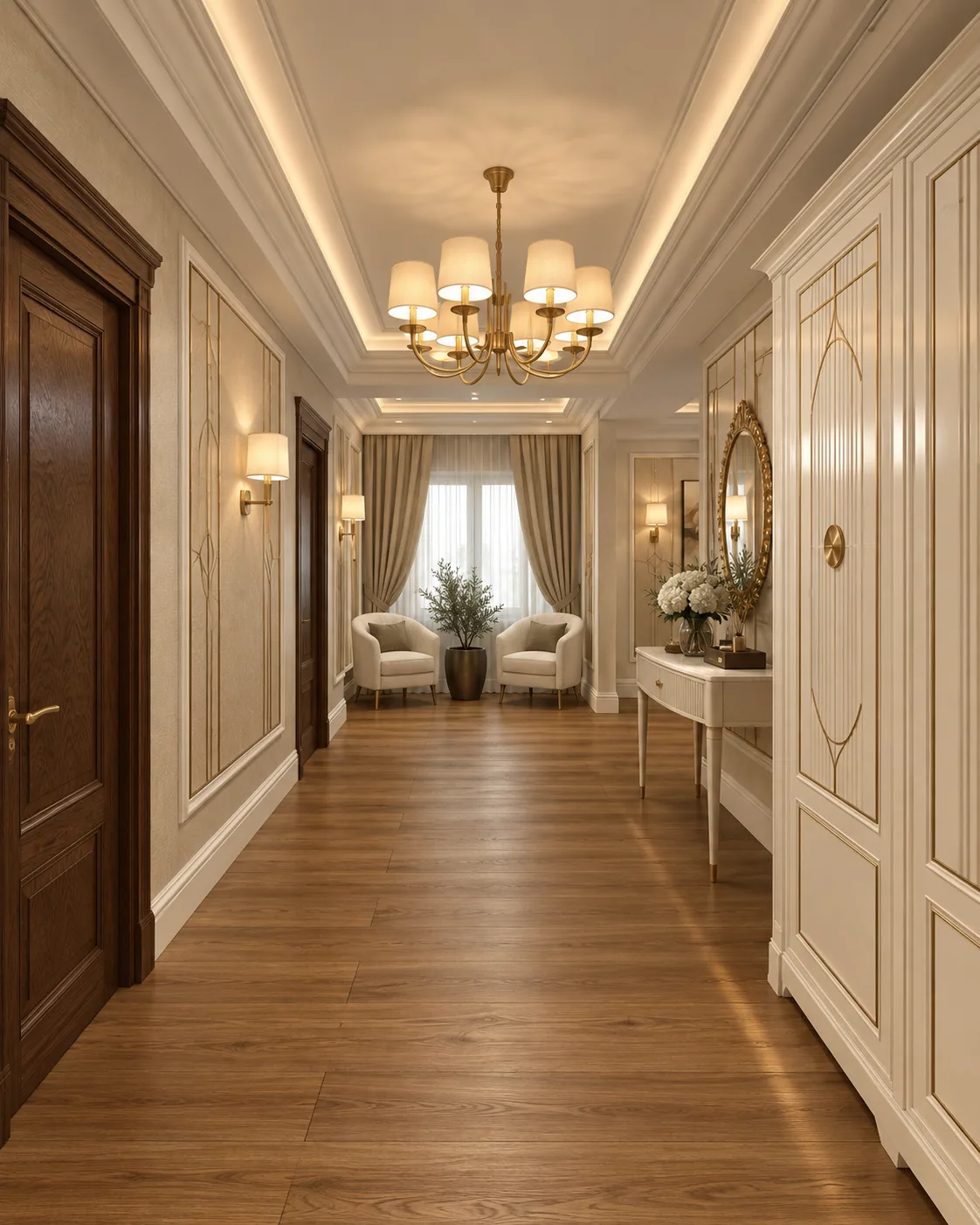 Design interior vila clasica cu doua sufragerii, concept pentru holul din proiect, realizat de Nobili Interior Design