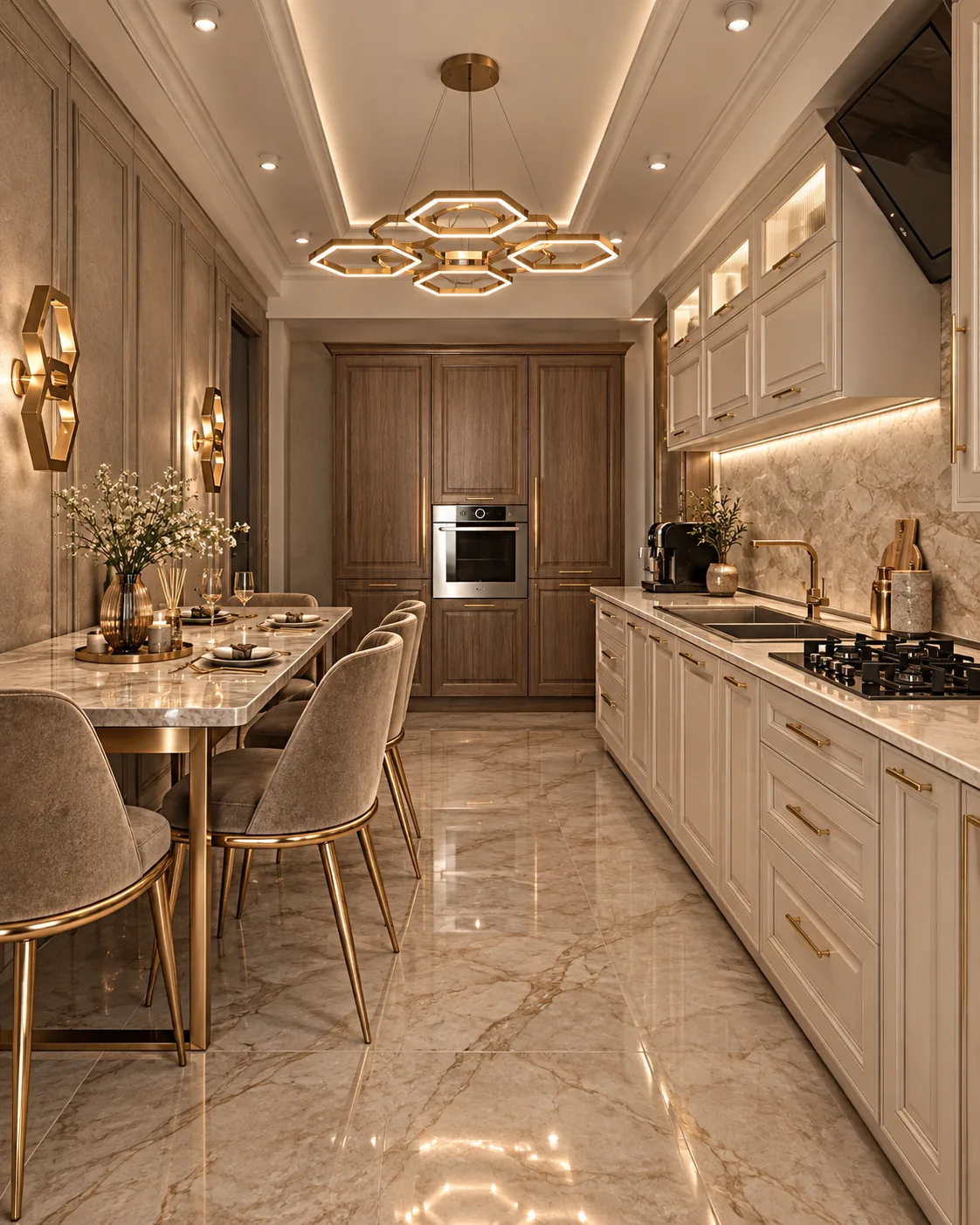 Concept design interior pentru bucataria din casa contemporana cu etaj, proiect Nobili Interior Design