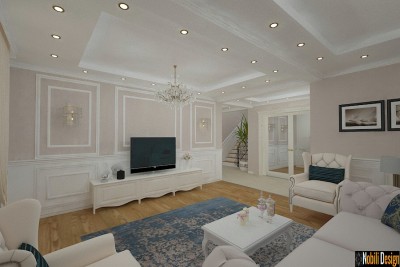 Design interior living casa stil clasic cu etaj