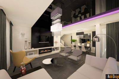 Portofoliu design interior living casa stil modern in Comarnic
