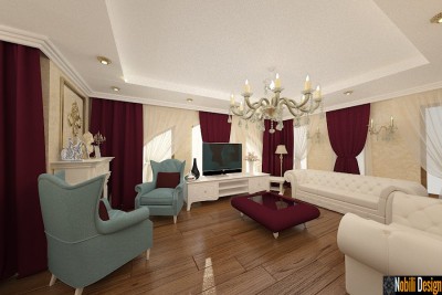 Design interior living mobila clasica italiana