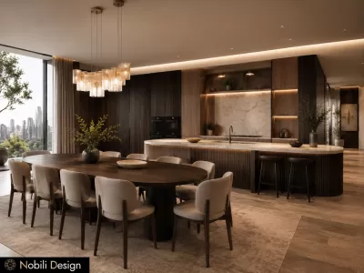 Design interior casa stil contemporan Bucuresti bucatarie cu dining