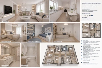 Concept de design interior apartament 4 camere Bucuresti