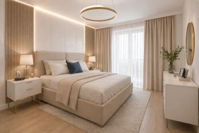 Concept de design interior dormitor apartament 4 camere Bucuresti