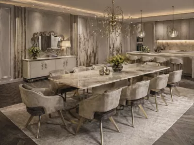 Design interior dining contemporan luxury masa marmura