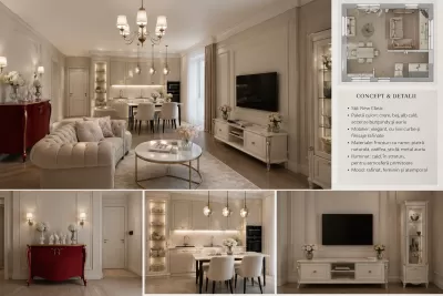 Concept de amenajare clasica apartament Bucuresti