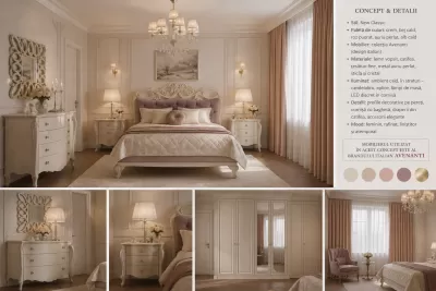 Concept de design dormitor clasic cu mobilier Avenanti