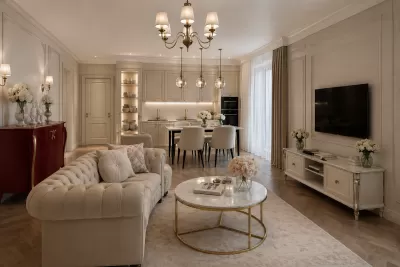 Concept de design living clasic apartament Bucuresti