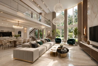 Design Interior Casa Moderna de Lux cu Living si Dormitor