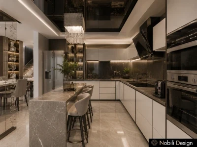 Concept de design casa stilul modern luxury-Bucatarie