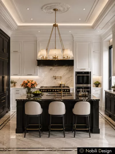 Casa stil clasic Black White Bucatarie