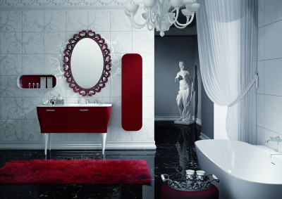 Calypso Glam 04 dulap cu chiuveta top marmura oglinda si etajera ovala. Pret 6.500 euro TVA inclus