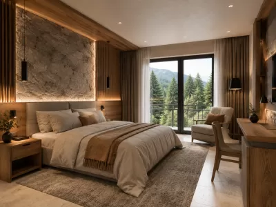 Concept de design interior camera pensiune moderna