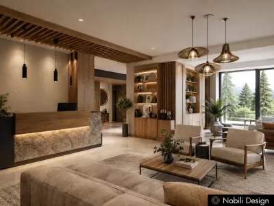 Concept de design interior receptie  pensiune moderna