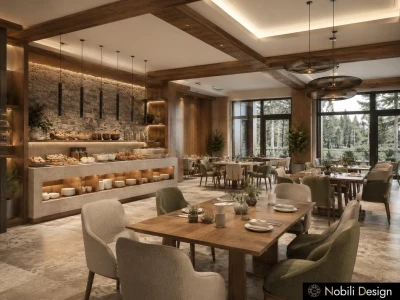 Concept de design restaurant hotel zona montana