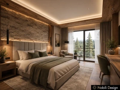 Concept de design camera hotel zona montana
