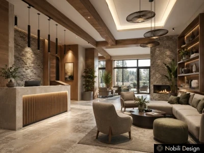 Concept de design receptie hotel zona montana