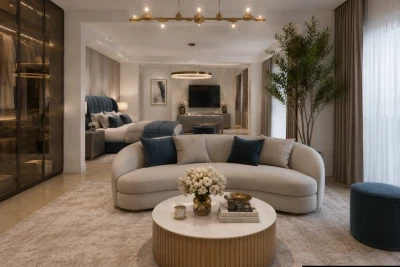 Concept Living Modern Amenajat cu Materiale Premium