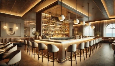 Amenajare bar restaurant modern cu mobilier premium