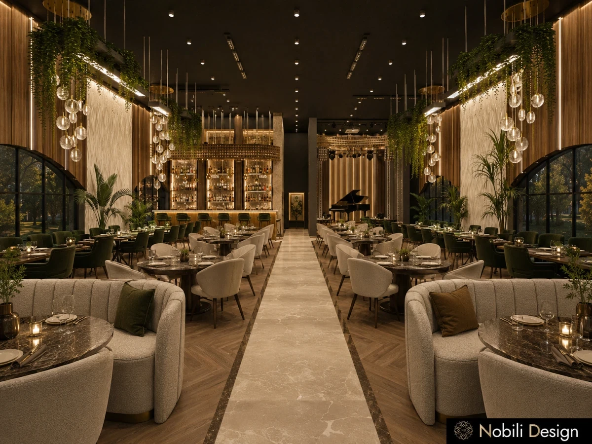 Amenajare comerciala pentru exterior, Complex Restaurant si Lounge, din documentatia vizuala Nobili Interior Design
